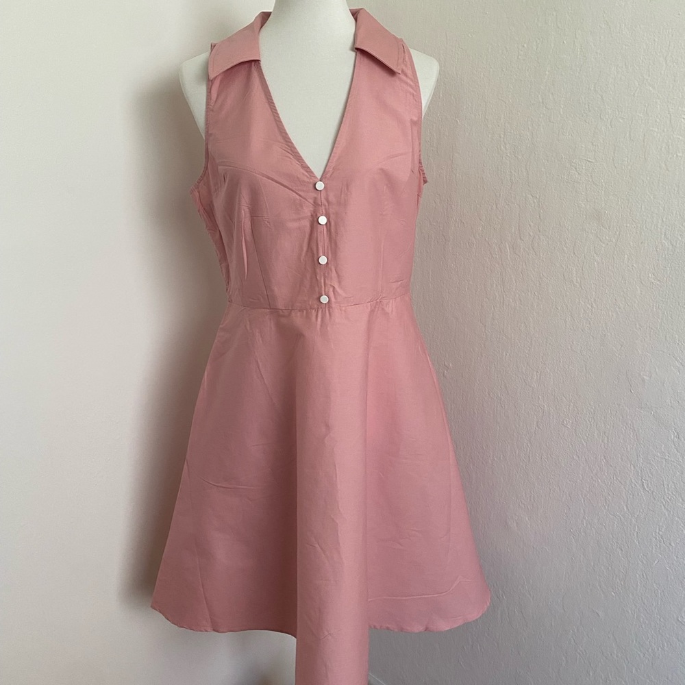 ModCloth Mod as Well Dress Pink Fit and Collared Flare Dress